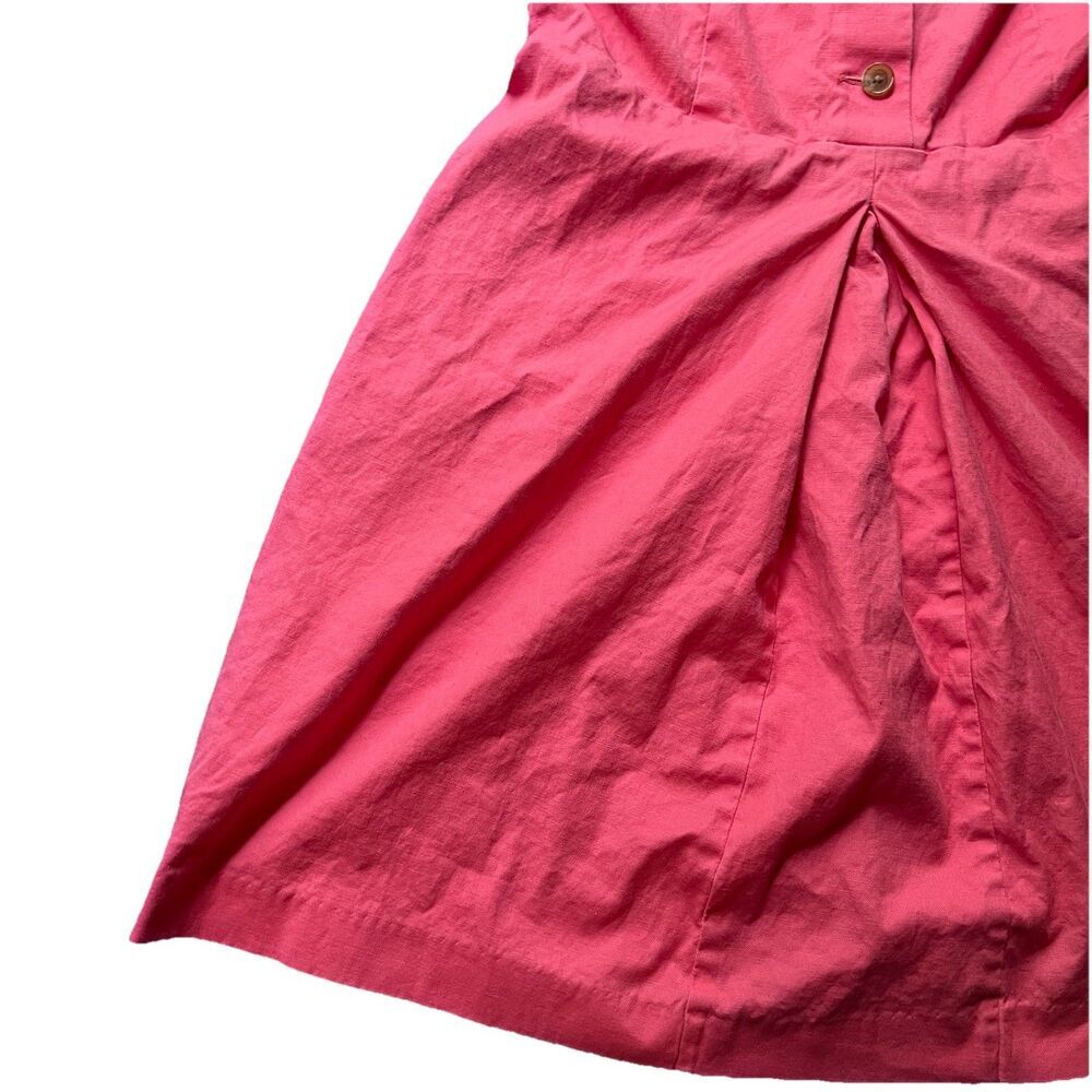 LL Bean Freeport Maine Button Front Sleeveless Pleated Dress Salmon Size 12P - Picture 2 of 13